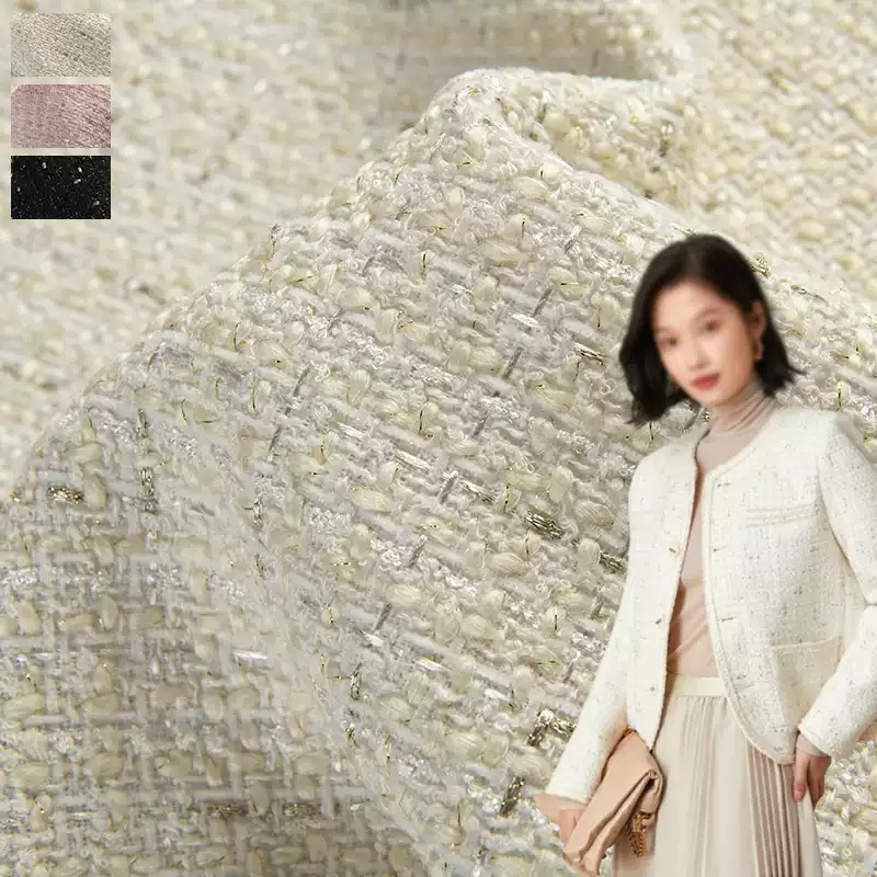 Beige Color and Gold Wire Yarn - đánh giá và giá Sewing Tweed