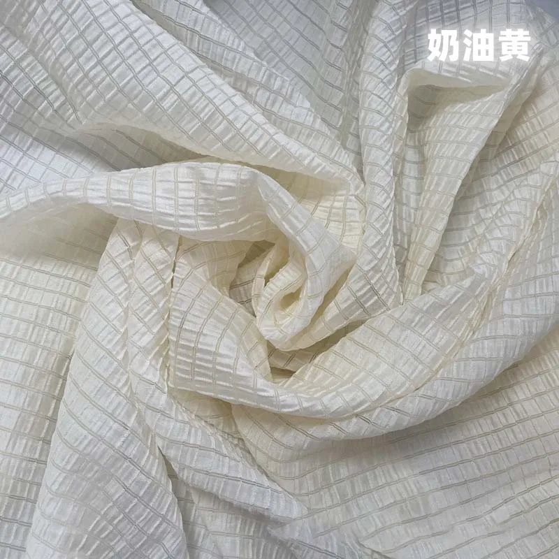 Cream Yellow Checkered Fabric  - đánh giá và giá Textile And Sewing Materials