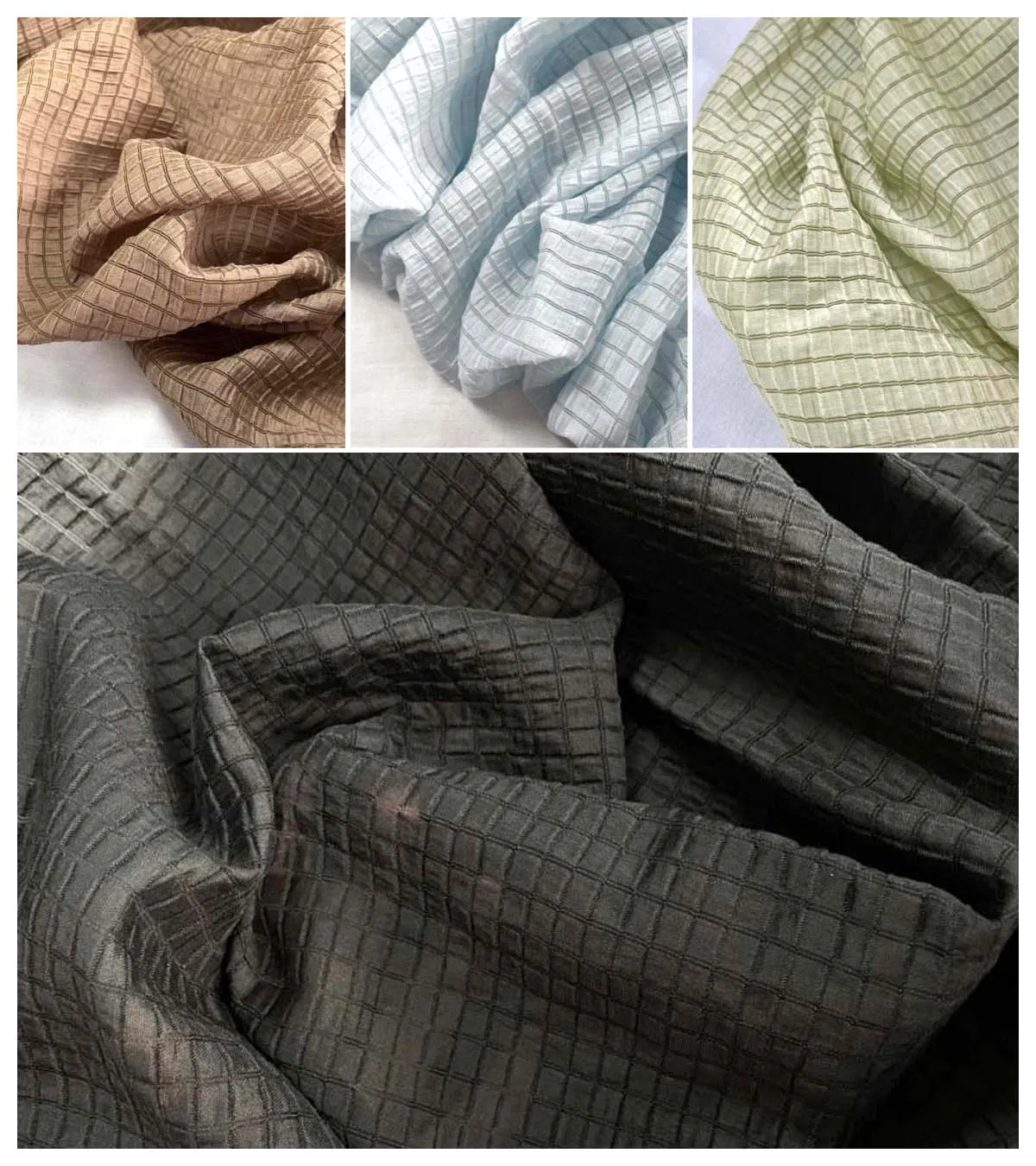 Cream Yellow Checkered Fabric  - đánh giá và giá Textile And Sewing Materials
