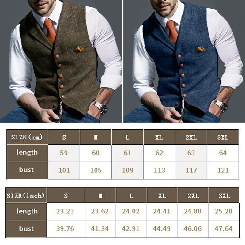Fashion Men's Vests Lapel Twee - đánh giá và giá Sewing Tweed