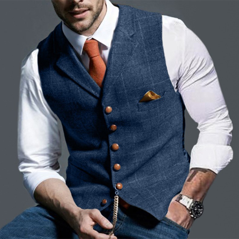 Fashion Men's Vests Lapel Twee - đánh giá và giá Sewing Tweed