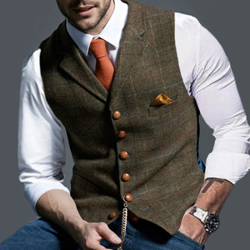 Fashion Men's Vests Lapel Twee - đánh giá và giá Sewing Tweed