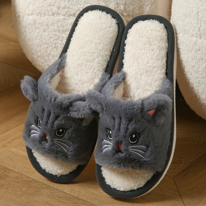 Cute Cat Plush Flip Flops For  - đánh giá và giá Sewing Garment